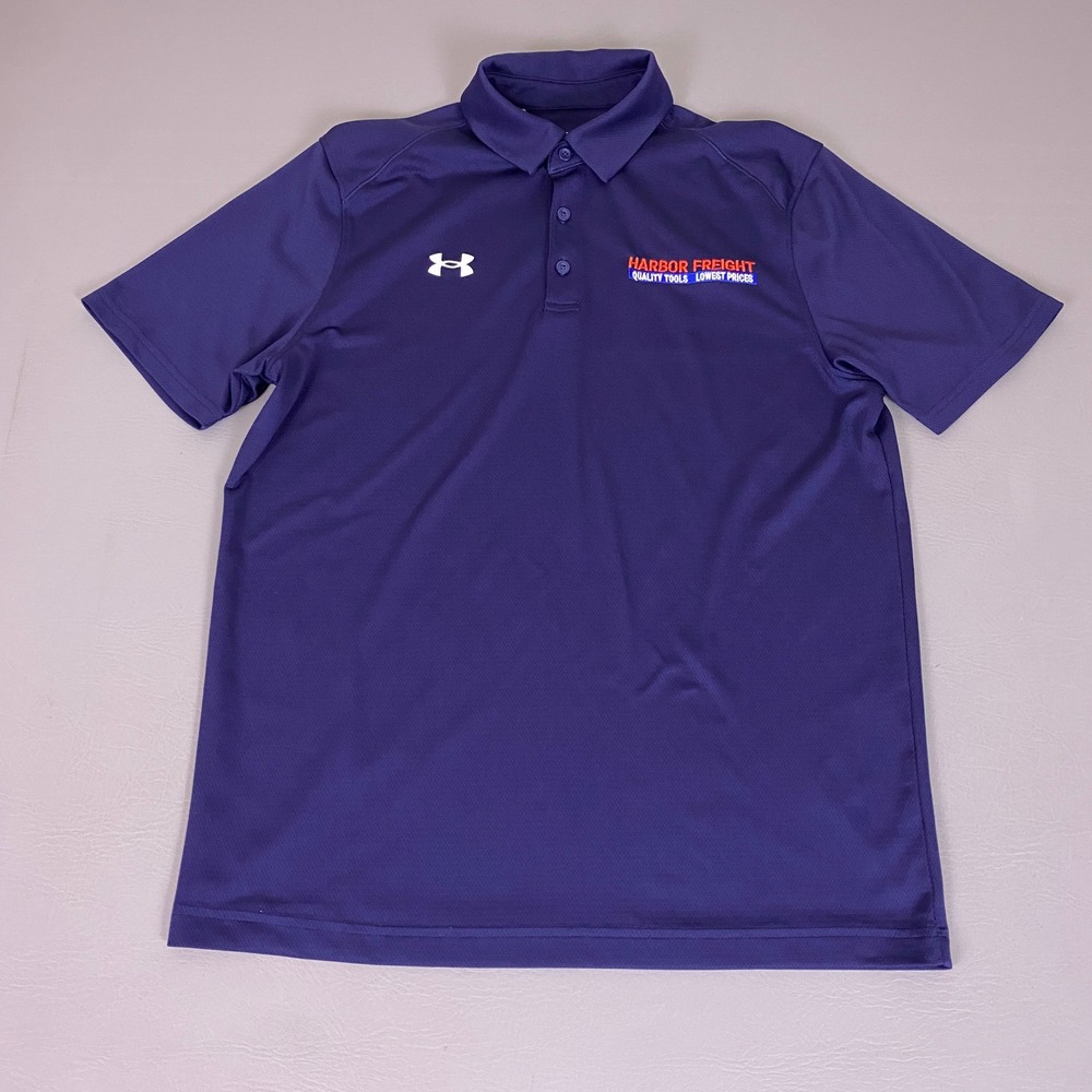 Harbor Freight Tools Polo Shirt Men's Size Medium Under Armour Purple Loose Fit